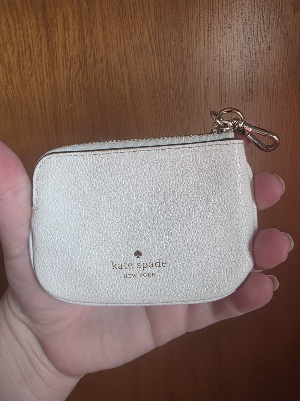 kate spade New York Pebbled Leather Mini Zip Pouch - Ivory